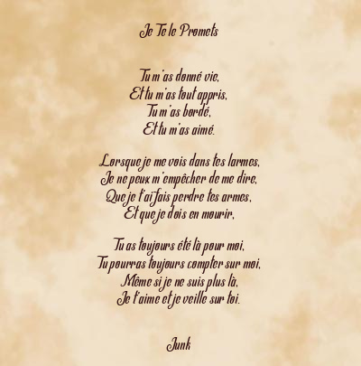 Le poème en image: Je Te Le Promets