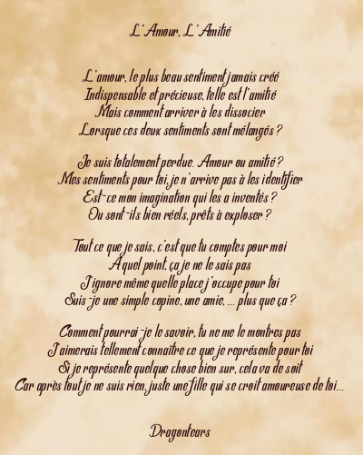 Le poème en image: L’amour, L’amitié