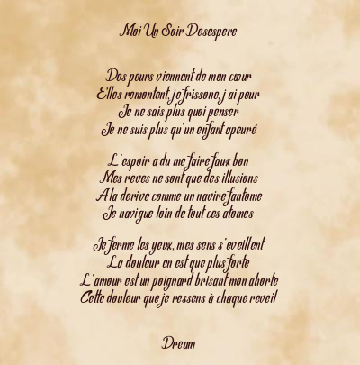 Le poème en image: Moi Un Soir Desespere