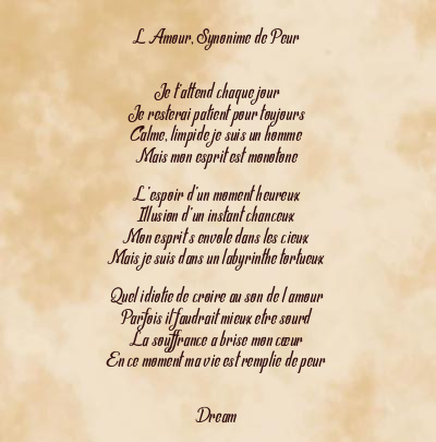 Le poème en image: L Amour, Synonime De Peur