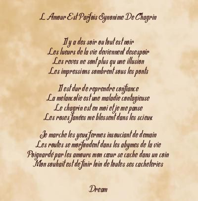 Le poème en image: L Amour Est Parfois Synonime De Chagrin