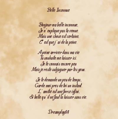 Le poème en image: Belle Inconnue