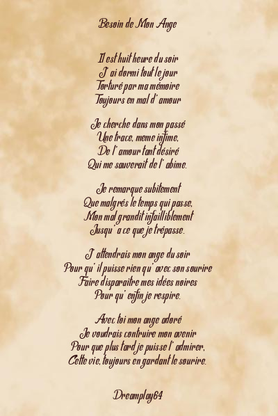 Le poème en image: Besoin De Mon Ange