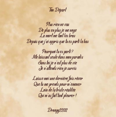 Le poème en image: Ton Départ