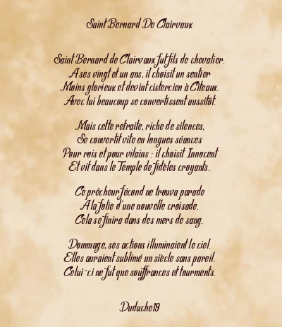 Le poème en image: Saint Bernard De Clairvaux