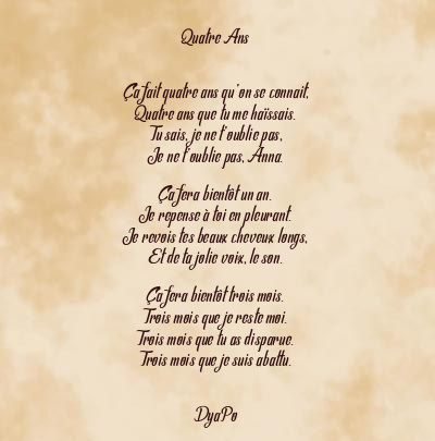 Le poème en image: Quatre Ans