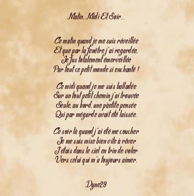 Le poème en image: Matin, Midi Et Soir…