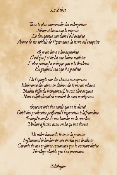 Le poème en image: La Betise