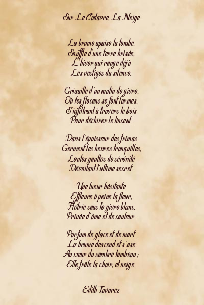 Le poème en image: Sur Le Cadavre, La Neige