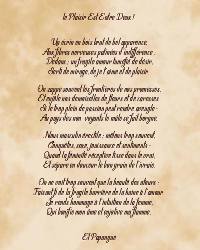 Le poème en image: Le Plaisir Est Entre Deux !