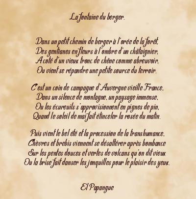 Le poème en image: La Fontaine Du Berger.