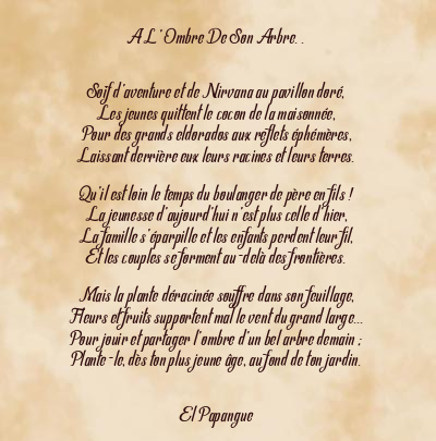 Le poème en image: A L’ Ombre De Son Arbre. .