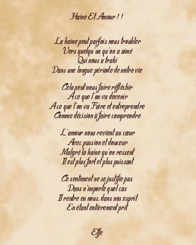 Le poème en image: Haine Et Amour ! !