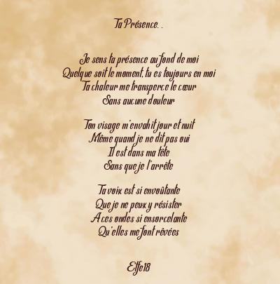 Le poème en image: Ta Présence. .