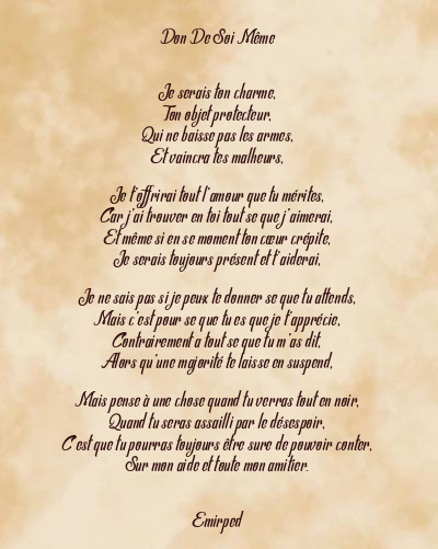 Le poème en image: Don De Soi Même
