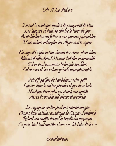 Le poème en image: Ode À La Nature