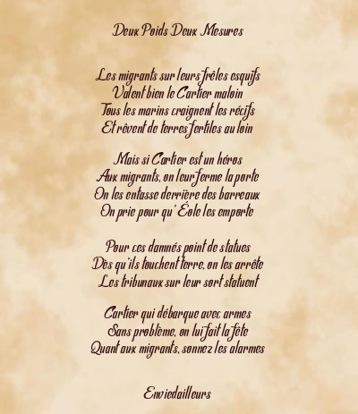 Le poème en image: Deux Poids Deux Mesures