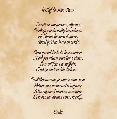 Le poème en image: La Clef De Mon Cœur