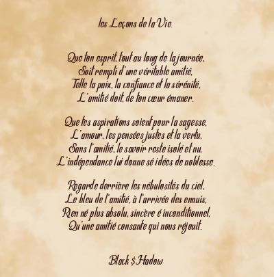 Le poème en image: Les Leçons De La Vie.