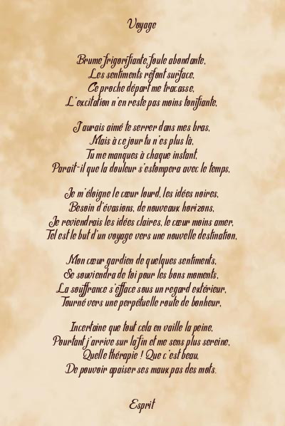 Le poème en image: Voyage