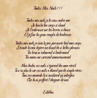 Le poème en image: Toutes Mes Nuits ! ! !