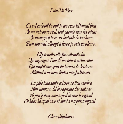 Le poème en image: Lieu De Paix