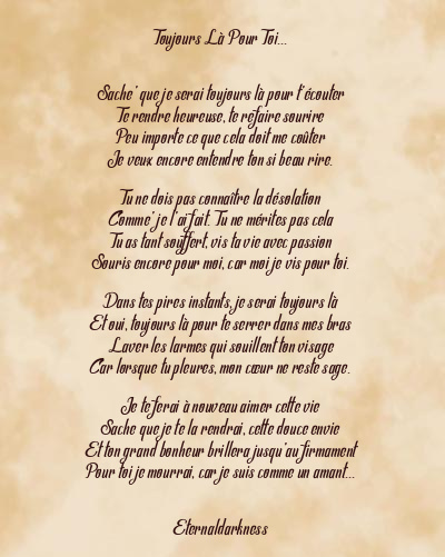 Le poème en image: Toujours Là Pour Toi…