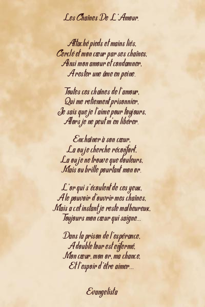 Le poème en image: Les Chaînes De L’amour.