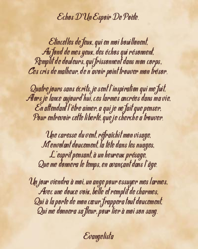 Le poème en image: Echos D’un Espoir De Poète.