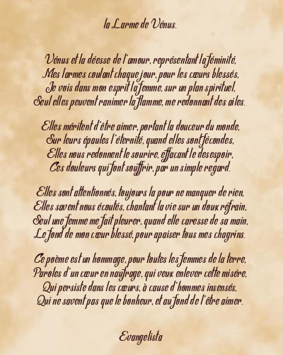 Le poème en image: La Larme De Vénus.