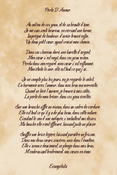 Le poème en image: Perle D’amour.