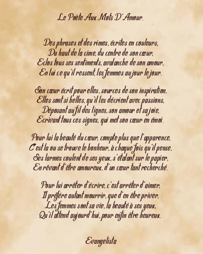 Le poème en image: Le Poète Aux Mots D’amour.