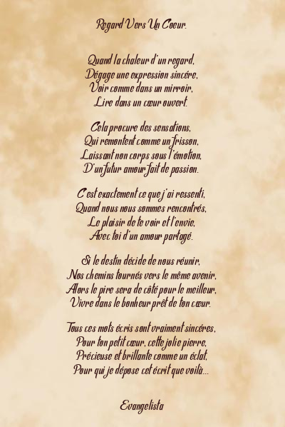 Le poème en image: Regard Vers Un Coeur.