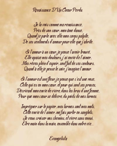 Le poème en image: Renaissance D’un Coeur Perdu.