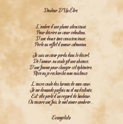 Le poème en image: Douleur D’un Être.
