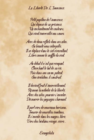 Le poème en image: La Liberté De L’innocence.