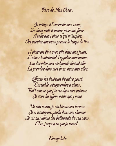 Le poème en image: Rose De Mon Coeur.
