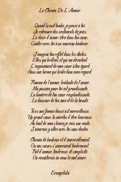 Le poème en image: Le Chemin De L’amour.