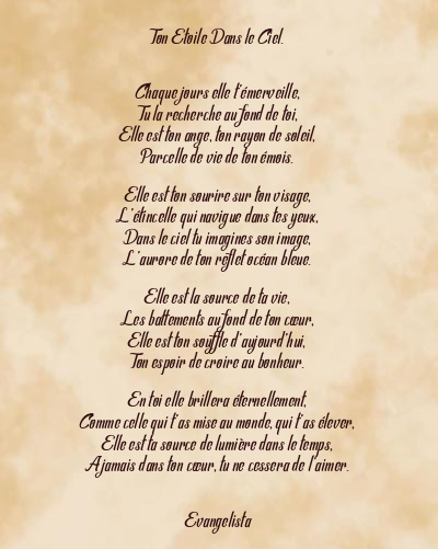 Le poème en image: Ton Etoile Dans Le Ciel.
