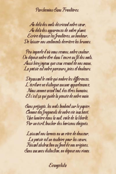 Le poème en image: Parchemins Sans Frontières.