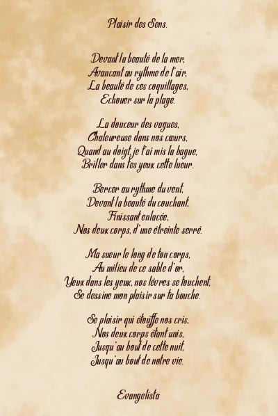Le poème en image: Plaisir Des Sens.