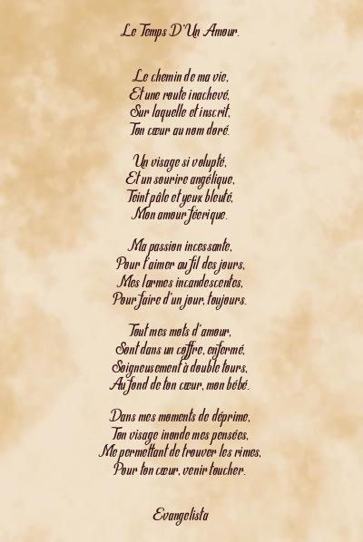 Le poème en image: Le Temps D’un Amour.