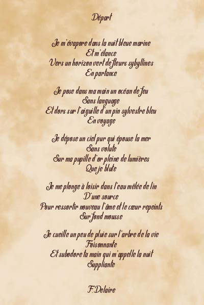 Le poème en image: Départ