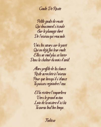 Le poème en image: Goute De Rosée