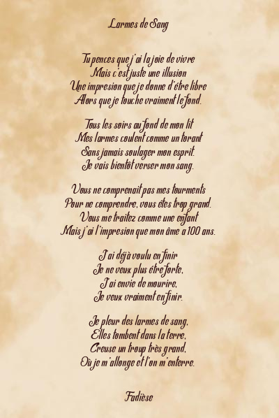 Le poème en image: Larmes De Sang