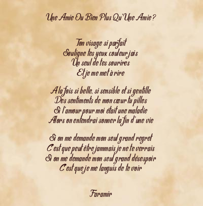 Le poème en image: Une Amie Ou Bien Plus Qu’une Amie ?