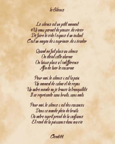 Le poème en image: Le Silence