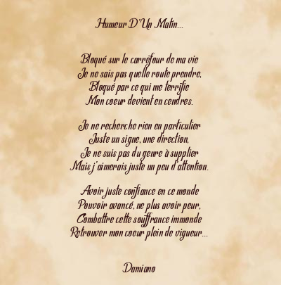 Le poème en image: Humeur D’un Matin…