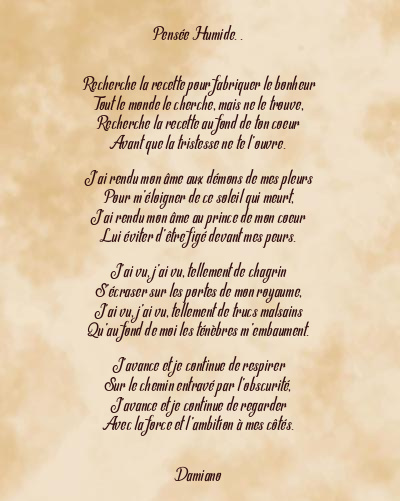 Le poème en image: Pensée Humide. .