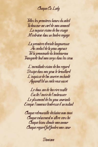 Le poème en image: Chaqun Ca Lady